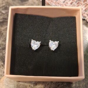 Alissl S925 White Topaz Heart Cut Stud Earrings New